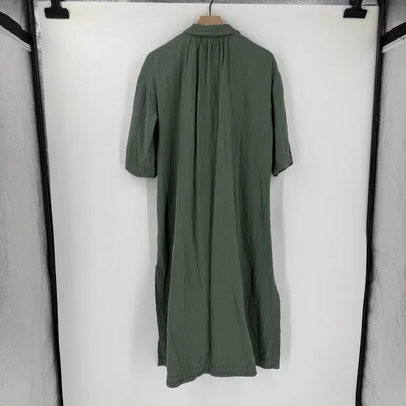 Madewell Lightspun Green Cover-Up Maxi Shirt Dress M Gauze Pool Beach Travel - Picture 10 of 10